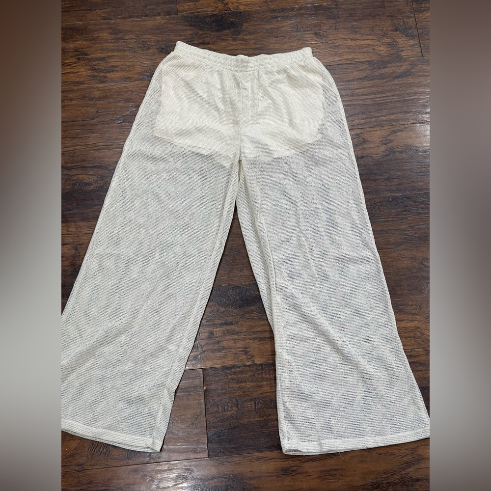 H&M WIDE-LEG HOLE-KNIT PANTS - Picture 4 of 7